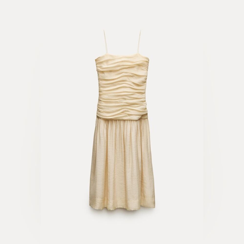 ZARA DRAPED MIDI DRESS ZW COLLECTION - Picture 8 of 14